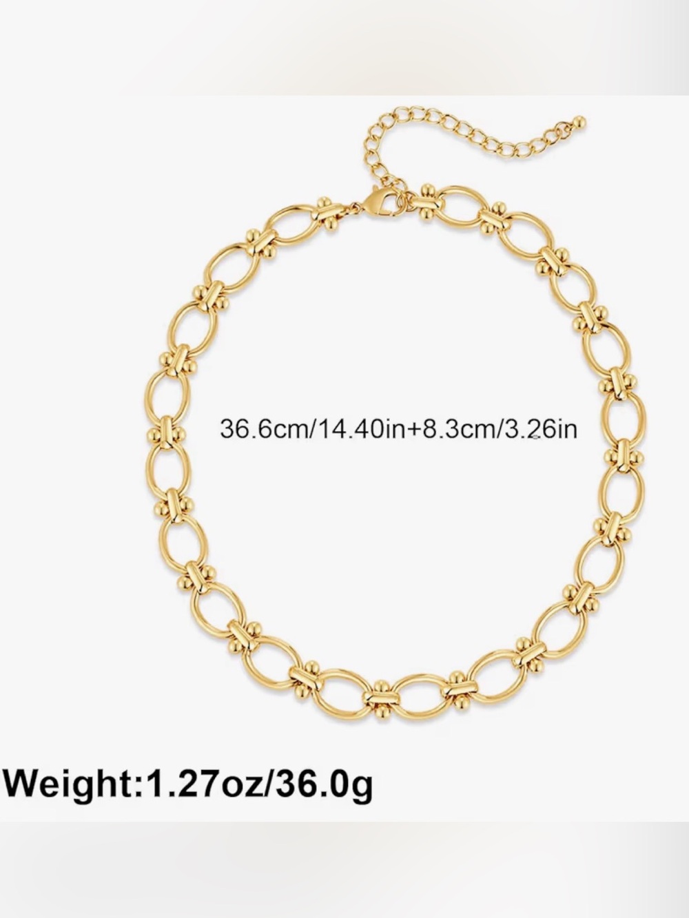 NEW 18K Gold Plated Statement Adjustable Thick Link Necklace - Picture 2 of 5